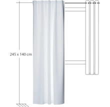 Wit gordijn, 245 bij 140 cm, met ringen