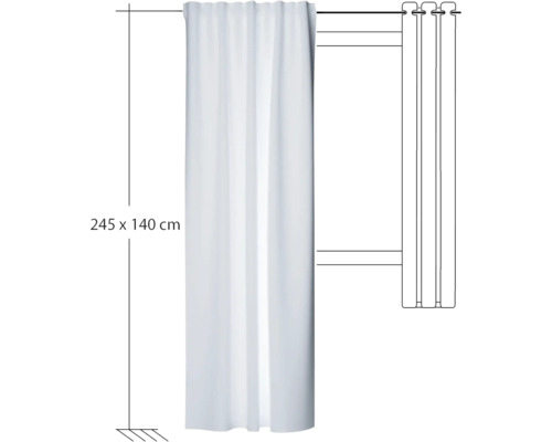 Wit gordijn, 245 bij 140 cm, met ringen