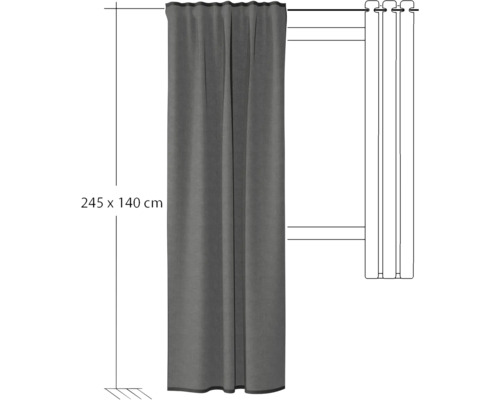 HOMING Gordijn transparant Oskar antraciet 140x245 cm Grijs gordijn, 245 bij 140 centimeter