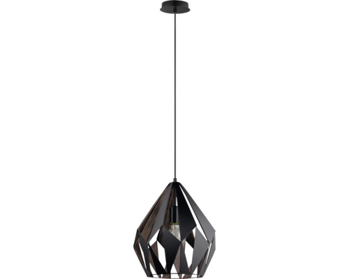 Hanglamp met geometrische lampenkap van hout en metaal