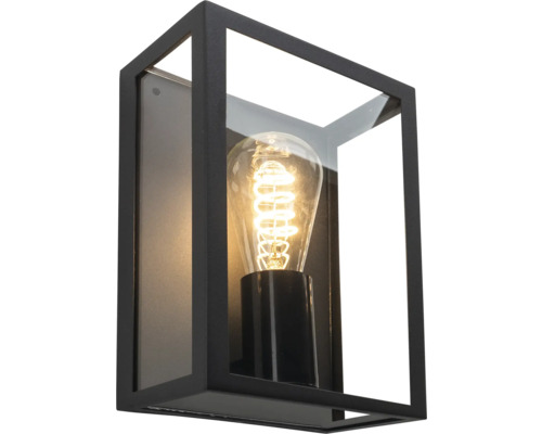 Zwarte buitenwandlamp met gloeilamp
