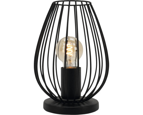 Decoratieve tafellamp met een lampenkap in kooiconstructie en een lichtbron