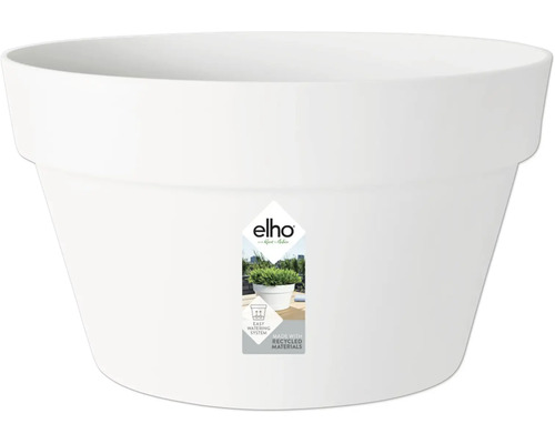 ELHO Plantenschaal Loft Urban wit Ø 35 H 20 cm Bloempot met watergeefsysteem en gerecyclede materialen markering