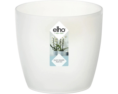 Witte bloempot met Elho logo