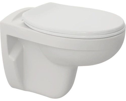 Wandcloset met diepspoeling en gemonteerde toiletbril