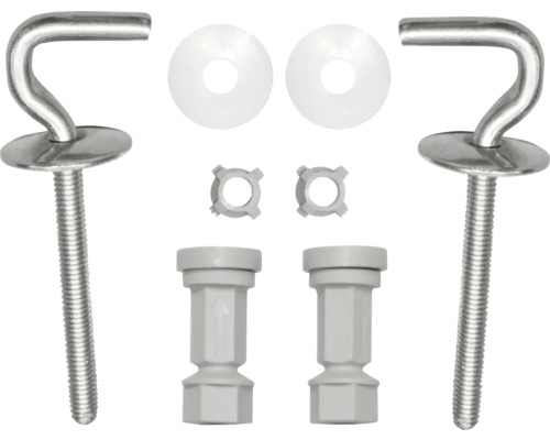 Bevestigingsset voor toiletbrillen met schroeven, ringen en moeren