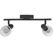 Plafondlamp met twee transparante glazen bollen