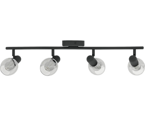 Plafondlamp met vier spots en heldere glazen bollen