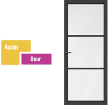 Deur met drie glazen panelen en frame