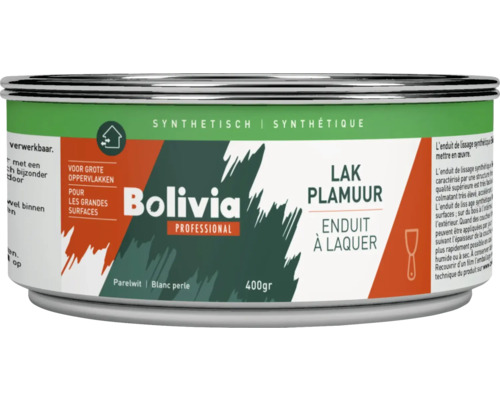Bolivia Professional Lakplamuur, synthetisch, 400 gram, parelwit, voor grote oppervlakken binnen en buiten.