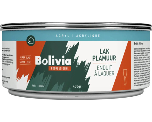 Bolivia Professional Acryl Lakplamuur wit 400 gram blik voor een superglad resultaat