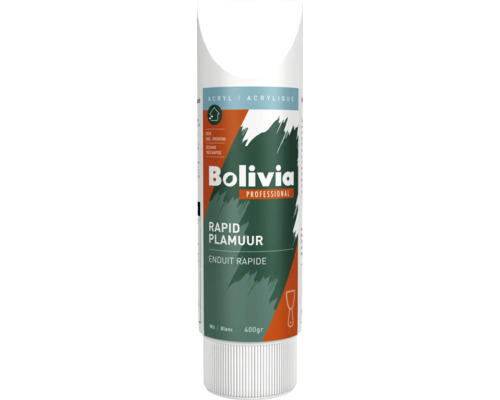 Bolivia Professional Rapid Plamuur, acryl, wit, 400 gram tube, zeer snel drogend.