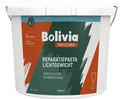 Bolivia Professional Lichtgewicht reparatiepasta op acrylbasis, wit, 5000 milliliter