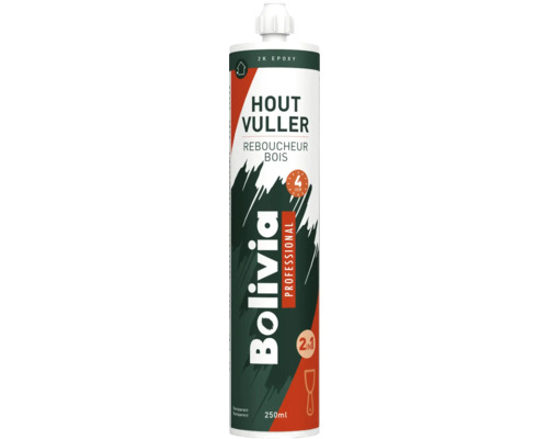 Bolivia Professional 2-componenten epoxy houtvuller, transparant, 250 milliliter koker voor houtreparatie.