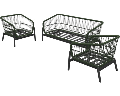 Tuinmeubelset met bank en twee fauteuils