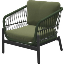 Fauteuil met kussens en gevlochten frame