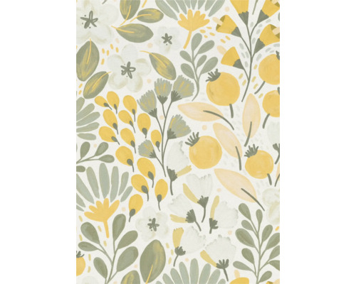 Behang met bloemenmotief en bladeren