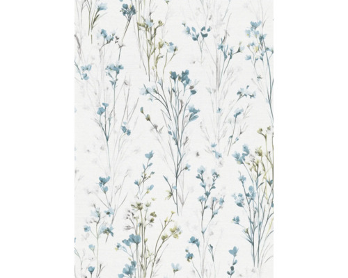 Behang met bloemmotief van blauwe bloemen