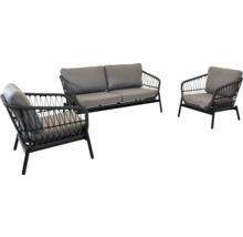 Tuinmeubelset met bank en twee fauteuils van polyrotan met kussens