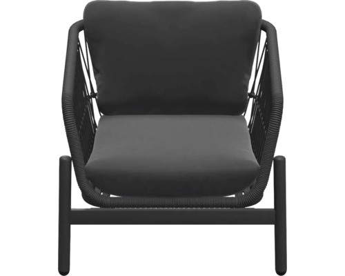 Fauteuil met kussens en gevlochten design voor buiten