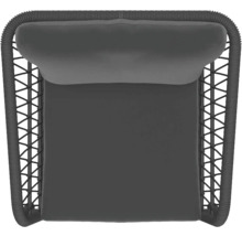 Bovenaanzicht van een grijze tuinstoel met gevlochten frame