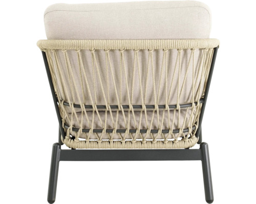 LESLI LIVING Loungeset Zavi 4-delig incl. zitkussens beige Achterkant van een rotan stoel met metalen frame en zitkussen