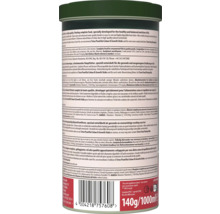 Achterkant van de Tetra Pond Koi Sticks verpakking met ingrediënten, voedingsinstructies, barcode, recyclingsymbool en Tetra Logo.