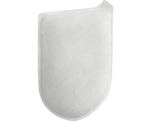 Witte filtervlies voor zwembad of spa met afgeronde hoeken en verzegelde rand.