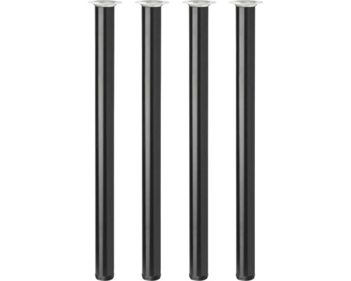 TARROX Tafelpoot rond Ø 60x710 mm zwart, 4 stuks Vier metalen tafelpoten