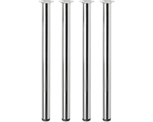 TARROX Tafelpoot rond Ø 60x710 mm chroom, 4 stuks Vier metalen tafelpoten