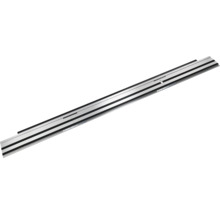 Zilveren geleiderail van aluminium met zwarte glijstrips voor nauwkeurige sneden.