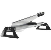 Wolfcraft laminaatsnijder met metalen mes, Wolfcraft Logo en zwarte kunststof handgreep.