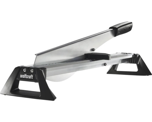 Wolfcraft laminaatsnijder met metalen mes, Wolfcraft Logo en zwarte kunststof handgreep.