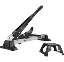 Wolfcraft laminaatsnijder met lange handgreep en aparte materiaalsteun.