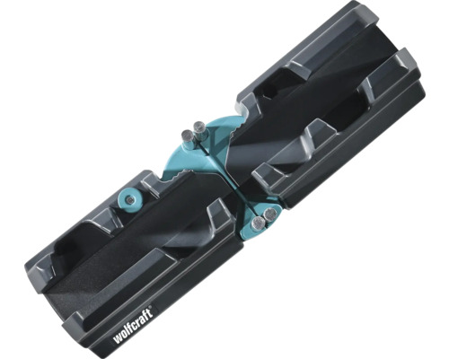 Wolfcraft verstelbare zwaaihaak en verstekbak van kunststof voor het nauwkeurig verstek zagen van plinten.