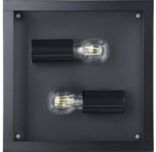 Zwarte wandlamp met twee gloeilampen