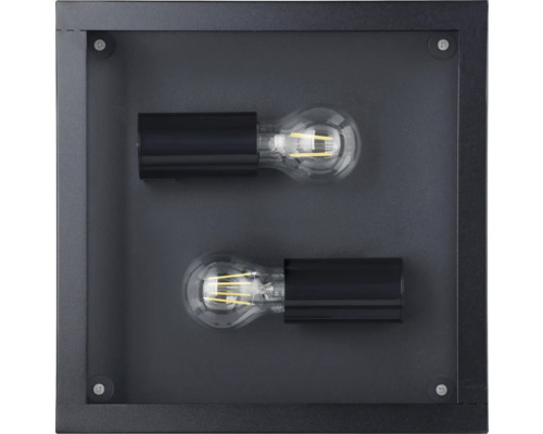 Zwarte wandlamp met twee gloeilampen