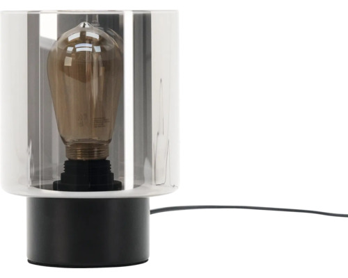 Tafellamp met gloeilamp en transparante lampenkap