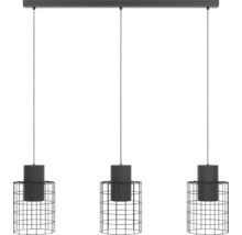 Hanglamp met drie lampen en metalen kooien