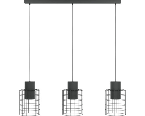 Hanglamp met drie lampen en metalen kooien