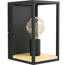 Wandlamp met frame, lichtbron en houten plank