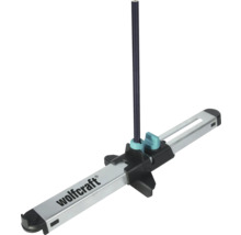 Wolfcraft parallelgeleider en aftekenhulp van aluminium en kunststof met een potlood.