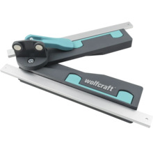 Wolfcraft zwaaihaak voor verstekken met uitschuifbare metalen geleiders en vergrendelingshendel.