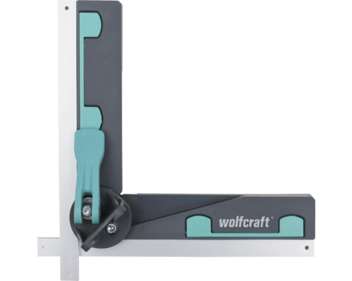 Wolfcraft zwaaihaak en verstekbak van kunststof en metaal voor het meten en overbrengen van hoeken, Wolfcraft Logo