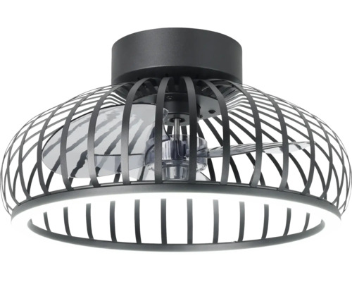 Plafondventilator met verlichting en kooiconstructie