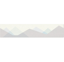 Behangrand met een abstract geometrisch patroon van bergen.