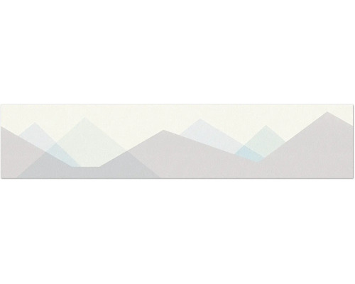 Behangrand met een abstract geometrisch patroon van bergen.