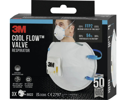 3M Cool Flow Ventiel ademhalingsmasker, FFP2-standaard