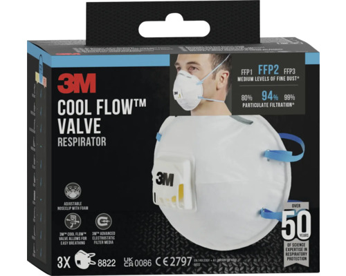 3M Cool Flow Ventiel ademhalingsmasker, FFP2-standaard