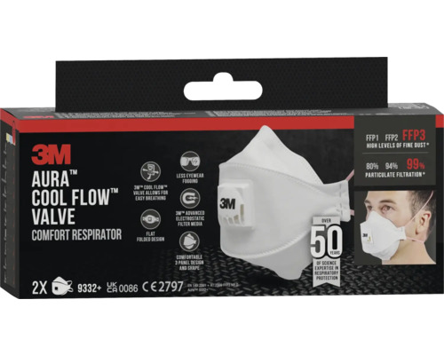 3M Aura ademhalingsmasker met Cool Flow ventiel, comfort ademhalingsbescherming